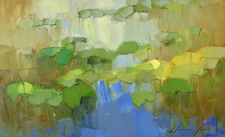 Waterlilies, Original oil Painting, Handmade artwork, One of a Kind          